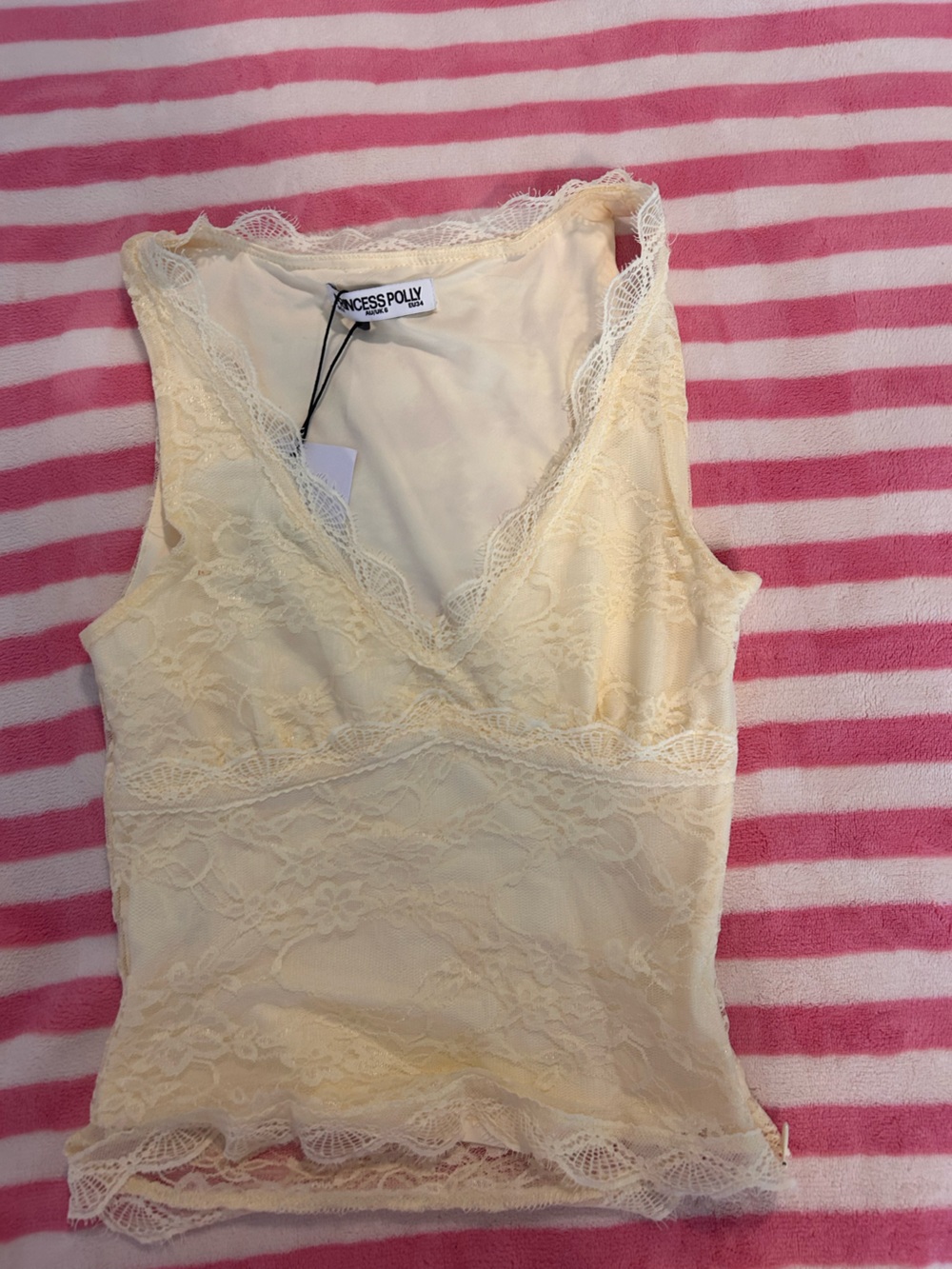 Princess Polly Butter Yellow Lace Camisole NWT